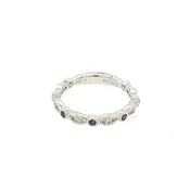 14K White Gold Diamond and Sapphire Fancy Wedding Band