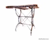 LV1 - Bicycle Wheel Bar Table - Live Edge Wood Top — Bike Furniture Design