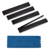 (18in.) Black Wooden Mahjong Racks with Pushers & Travel Bag - Set of 4