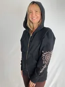 Hand-Painted  Zip Front Fleece Hoodie – Mehndi Design