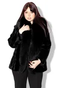 Black Sheared Sectioned Mink Fur Jacket with Fox Fur Tux