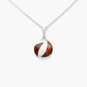 Amber Round Silver Pendant