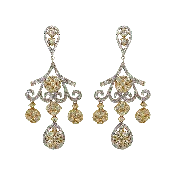 14K Two-Toned Gold Fancy Yellow & White Diamond Chandelier Earrings