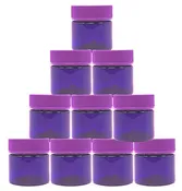 15 Gram Cosmetic Jar. Top Quality Beautiful BPA Free PET Empty Purple Containers, Round Pot Screw Cap Lid, Small 15 ml Jars with Lids for Make Up, Eye Shadow, Nails, Powder, Gems, Jewelry. (10)