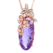 0.04ct Diamond & 10.13ct Amethyst 14k Two-tone Rose Gold Pendant