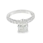 14K White Gold Oval & Round Cut 2.70 Carats Lab Grown Diamond Engagement Ring