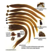 22" Glued Extension Hair w/ Extra U-tips Glue and Beads Training Kit (#3442)