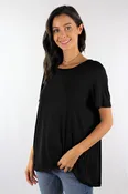 Short Sleeve Round Neck Top with Pleated Back