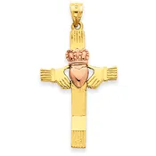14KT Two-tone Gold Claddagh Cross Pendant D27
