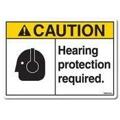 Caution: Hearing Protection Required Safety Label – ANSI Style