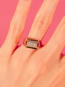 14k Gold Raised Diamond Bar Signet Ring