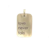 10K Brushed Gold 'Love Never Fails' Dog Tag