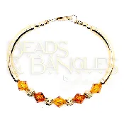 All Gold Corrugated Bangle with Topaz