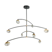 Abra Lighting Athena 8-Light Crystal Teardrop Cylinder Glass Pendant - Matte Black/Brushed Brass
