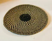 Handwoven African Place Mat | Black & Natural Spiral  Kinkah Sea Grass