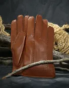 Tan Deerskin Gloves w/Cashmere Lining — DECARLOS