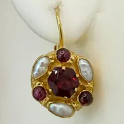 14k Beaumarchais Garnet and Pearl Earrings