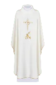 Chasuble with IHS embroidery in ecru