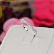 0.26ct Art Deco Band Half Eternity Promise Ring Diamond Simulated 925 Sterling Silver Wedding Ring SKU:00199