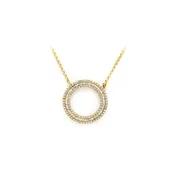 Circle Pendant Necklace Round and Baguette Diamonds