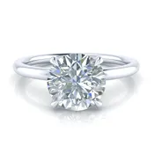 14k White Gold Solitaire Engagement Ring #GTJ3963-round-fo-14kw