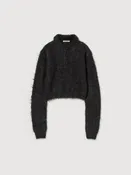 Auralee Brushed Super Kid Mohair Knit Polo - Ink Black