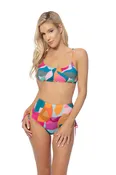 COLORFUL SCOOP TOP HIGH WAIST BIKINI SET