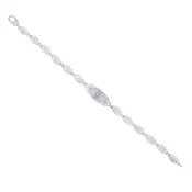 Art Deco 14k Gold, Diamond and Rock Crystal Filigree Bracelet