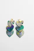 Canal Street Heart Handpainted Leather Earrings