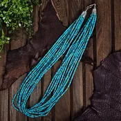 30in. 10-Strand Kingman Turquoise Heishi Necklace