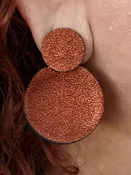 7 PM Leather Jewels Metallic  Leather Dot Earring-Copper