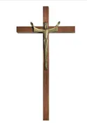 10" MAPLE CRUCIFIX BRONZE RISEN CHRIST CORPUS