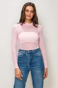 BZ7034 | Long Sleeve Mock Neck Solid Mesh Casual Bodysuit