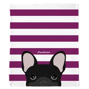Black French Bulldog on Beet Stripes | Frenchie Blanket
