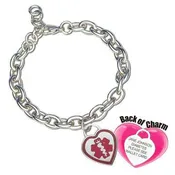 Adjustable Premier Medical ID Bracelet with Enamel Heart Charm and Curb Chain