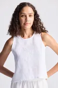 Button Back Embroidered Crop Top -COL