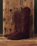 Stetson & THE GREAT. The Basket Weave Cowboy Boot. -- Oxblood