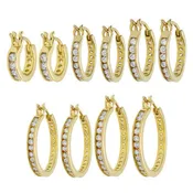 14K Gold over Sterling Silver CZ Eternity Hoop Earrings. Available in 2 Sizes.