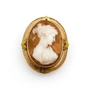 14K Rose and Yellow Gold Shell Cameo Pin/Pendant