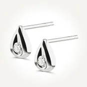 10KT White Gold Pear Shaped Stud Earrings 0.10 CT. T.W.