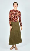 Bina Midi Skirt Ivy Green Denim Love The Label
