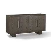 Ash Gray 68" Sideboard Buffet Cabinet, Rubberwood, 1-Person Setup