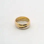 Vintage Cartier Love Me 18K Yellow & White Gold Wave Band Ring Set