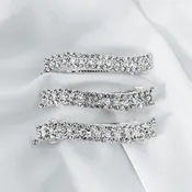 4 Wavy Rows of Silver Rhinestones Hair Barrette (4pcs)