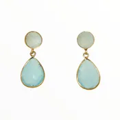 Aqua Chalcedony, two tier round and pear shaped