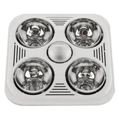AeroPure A716 90 CFM Bathroom Exhaust Fan with Heater & Light | 4-Light Combo | White, Chrome