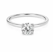 14K White Gold  0.98 CT Lab Grown Round Diamond Hidden Halo Solitaire Engagement Ring
