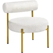 Boucle Gold Metal Legs Accent Chair With Round Padded Seat
