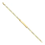 14K FIGARO 3+1 WP ID BRACELET