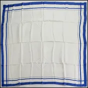 RDC13286 Authentic Hermes Ivory/Blue Eperon d' Or Bandana Jacquard Silk Scarf